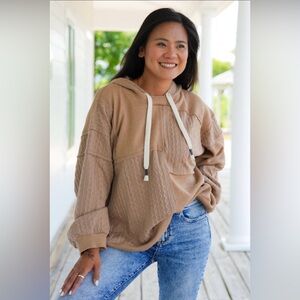 POL Balloon Sleeve Sweater Knit Sweatshirt Hoodie